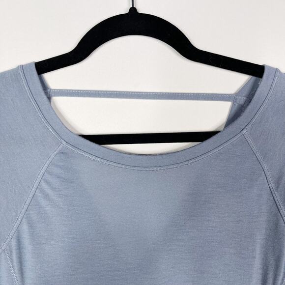 Calvin Klein Performance XSmall Blue Tie Bottom Open Back Long Sleeve Top Scoop - Picture 5 of 10